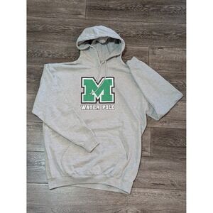 JustHoods Men Gray Water Polo Varsity Letter M Pullover Hoodie Size XL
